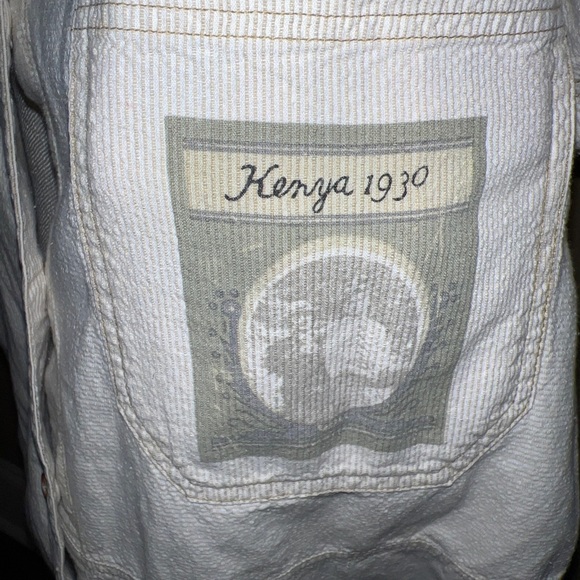 VINTAGE Barbara Blue Shirt Mens Size S Short Sleeve kenya tan Button Up - Picture 3 of 9